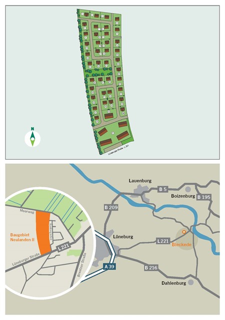 Lage der Grundstücke in Neulanden II - Auszug aus dem Exposé - Seite 3 (c) NLG